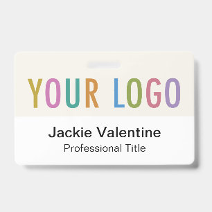 PVC Name Badge Horizontal Logo Work Name Tag Ecru ID Badge