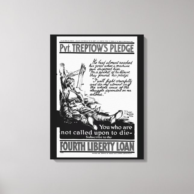 Pvt. Treptow's Pledge.  "I will fight_War image Canvas Print (Front)