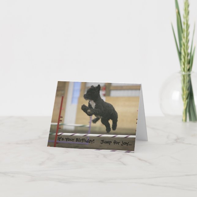 PWD agility jump birthday card (Front)