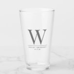 Pwerspnalized Monogram Name Groomsman Glass<br><div class="desc">Give a monogrammed groomsman gift with grey typography,  a large name initial,  and name and date.</div>