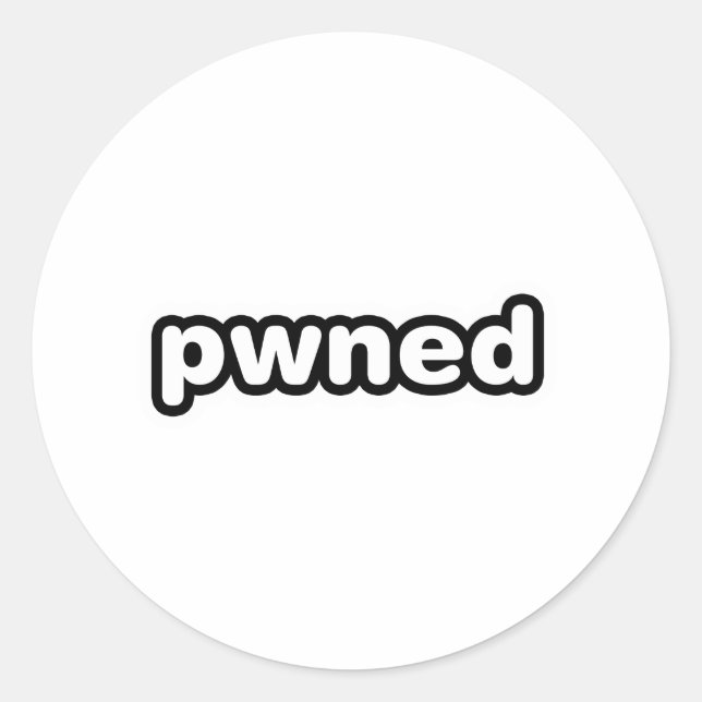 pwned - gamer gaming owned video games classic round sticker (Front)