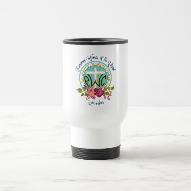 PWOC floral logo travel mug (Center)