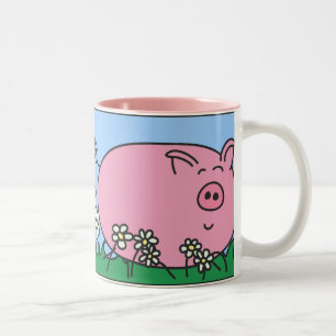 Pyggie in the Daisies Right Handed Mug
