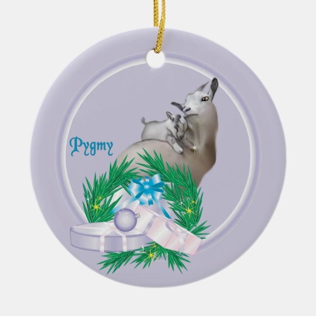 Pygmy Goat Wreath Holiday Ornament (Front)