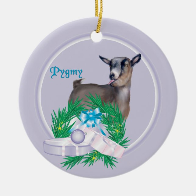 Pygmy Goat Wreath Holiday Ornament (Front)