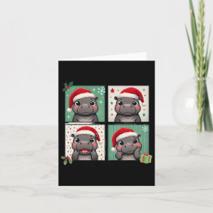 Pygmy Hippo Meme Santa Claus Hat Photobooth Funny  Card