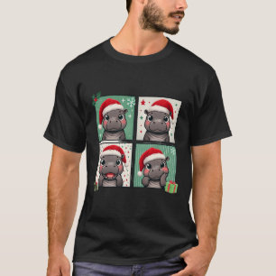 Pygmy Hippo Meme Santa Claus Hat Photobooth Funny  T-Shirt