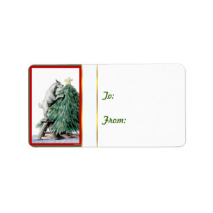 Pygmy in Tree Goat  Christmas Gift Tag Sticker
