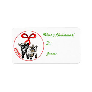 Pygmy Kids  Goat Christmas  Gift Tag Sticker