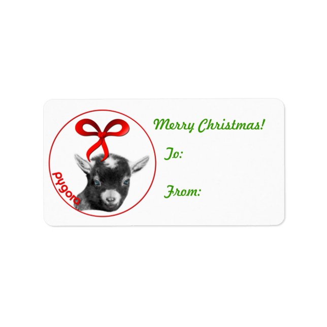 Pygora Goat Christmas Gift Tag Sticker (Front)