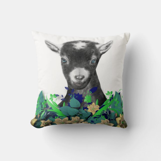 Pygora Goat Drawing Herd Name Goat Pillow (Front)