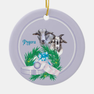 Pygora Goat Wreath Holiday Ornament