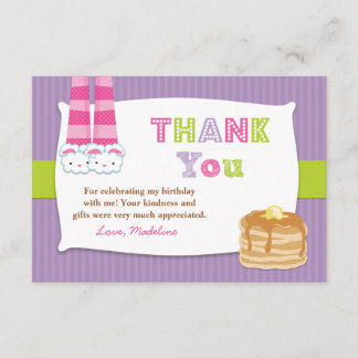 Pyjamas and Pancakes Birthday Party Thank You Card