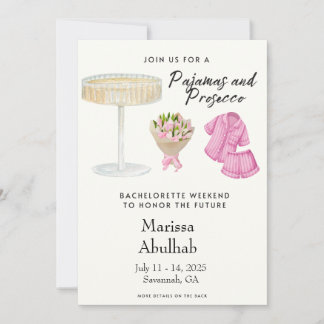 Pyjamas and Prosecco Bachelorette Party Invitation