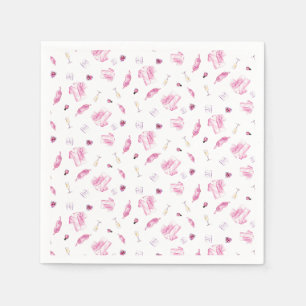 Pyjamas and Prosecco Bridal Shower Pink Pattern Napkin