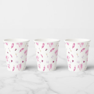 Pyjamas and Prosecco Bridal Shower Pink Script Paper Cups