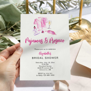 Pyjamas and Prosecco Bridal Shower Pink Stripes Invitation