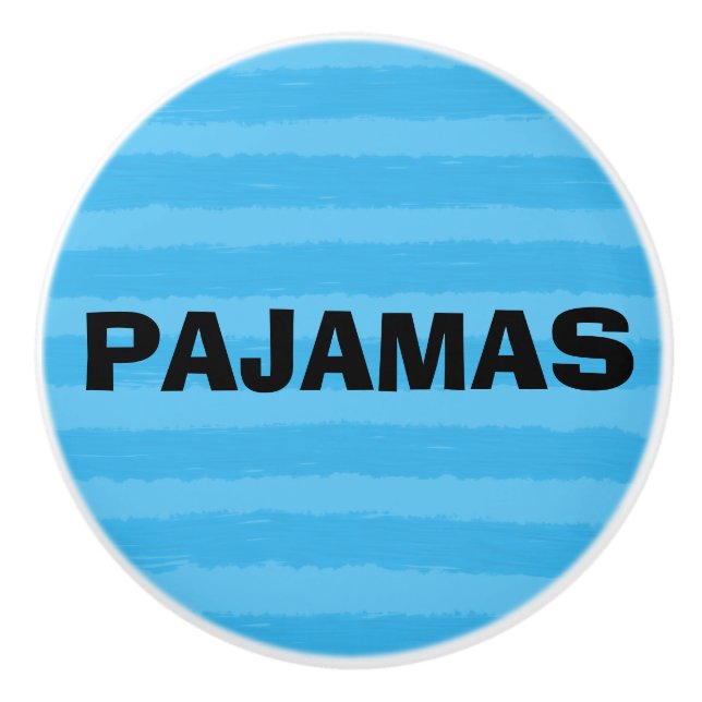 Pyjamas Blue Watercolor Stripes Ceramic Knob (Front)