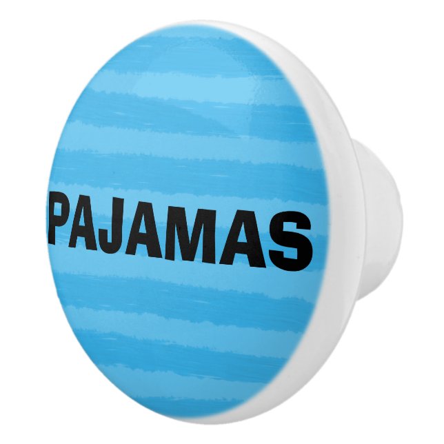 Pyjamas Blue Watercolor Stripes Ceramic Knob (Right)