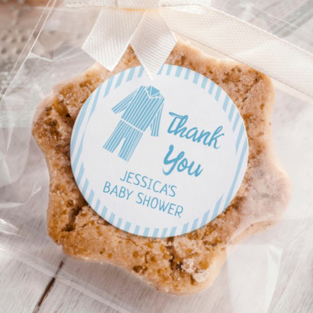 Pyjamas Breakfast Boy Baby Shower Classic Round Sticker (Creator Uploaded)