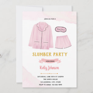Pyjamas bridal shower bachelorette theme thank you card