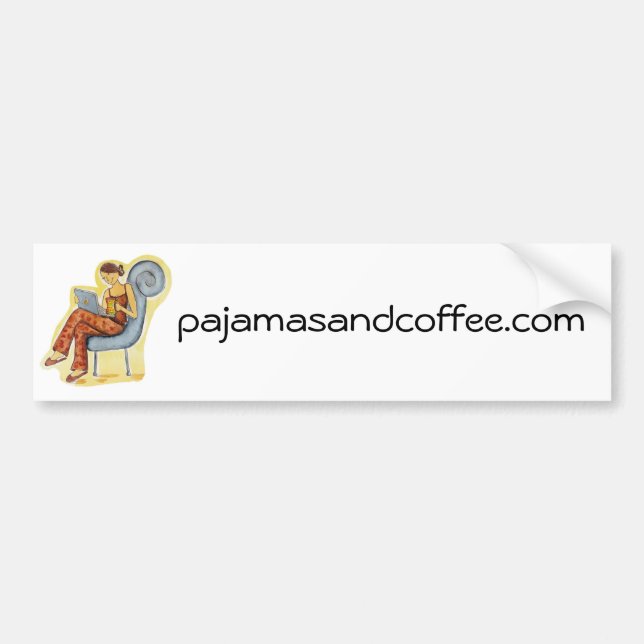 Pyjamas & Coffee bumper sticker (Front)