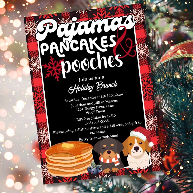 Pyjamas Pancakes and Pooches Christmas Brunch Invitation (Creator Uploaded)