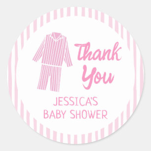 Pyjamas Party Girl PJ Birthday Thank You Classic Round Sticker