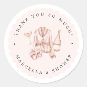 Pyjamas & Prosecco Bridal Shower Bachelorette Classic Round Sticker