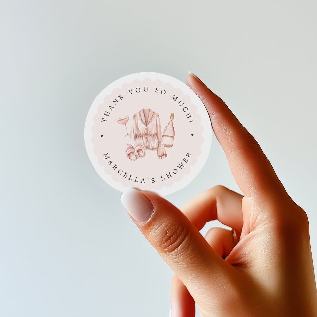 Pyjamas & Prosecco Bridal Shower Bachelorette Classic Round Sticker (Creator Uploaded)