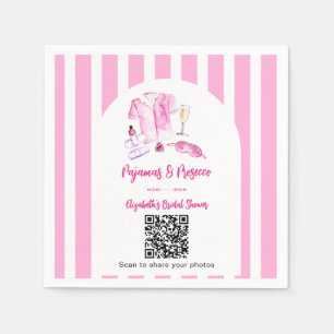 Pyjamas & Prosecco Bridal Shower QR Photo Share Napkin