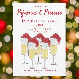 Pyjamas & Prosecco Christmas Girls Night Party Invitation