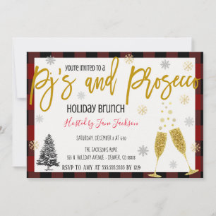 Pyjamas & Prosecco Christmas Party Invitation