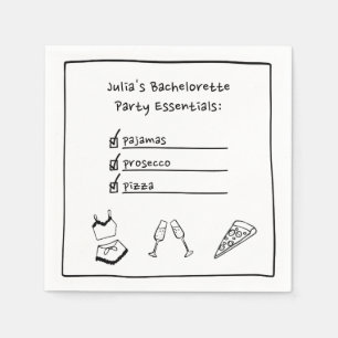 Pyjamas & Prosecco Handwritten Bachelorette Party Napkin