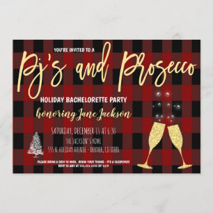 Pyjamas & Prosecco Holiday Bachelorette Invitation