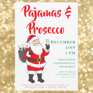 Pyjamas & Prosecco Ladies Christmas Party Invitation