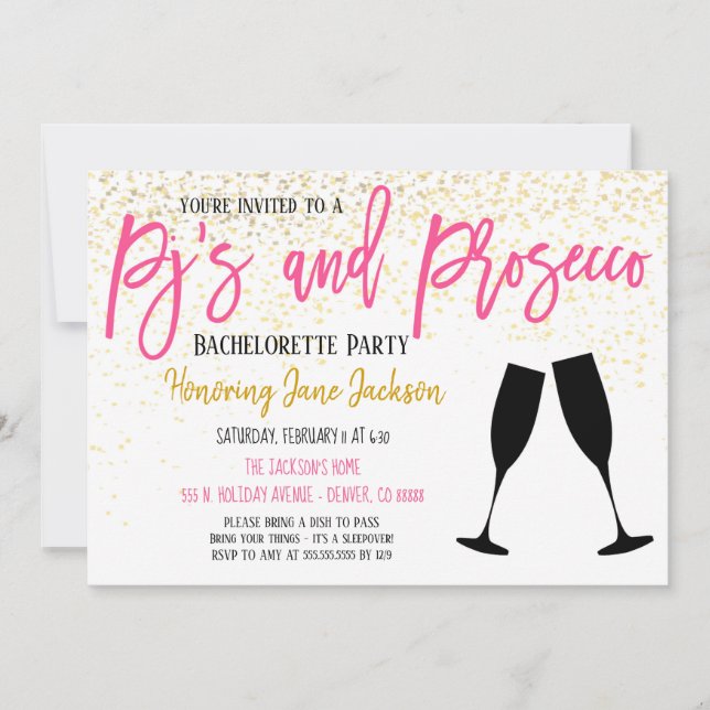 Pyjamas & Prosecco Party Invitation (Front)