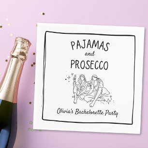 Pyjamas & Prosecco Personalised Bachelorette Party Napkin