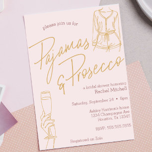 Pyjamas & Prosecco Pink Bridal / Lingerie Shower Invitation