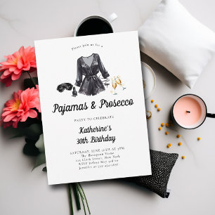 Pyjamas Prosecco PJ Party Sassy Bold 30th Birthday Invitation
