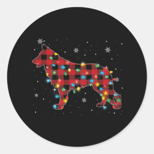 Pyjamas Red Plaid German Shepherd Dog Lovers Chris Classic Round Sticker