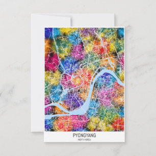 Pyongyang North Korea City Map Thank You Card