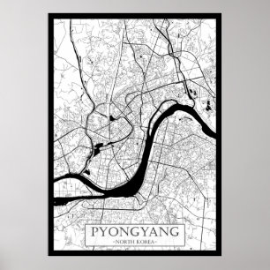 Pyongyang North Korea Map Poster