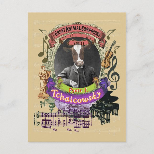 Pyotr Tchaicowsky Cow Animal Composer Tchaikovsky Postcard (Front)