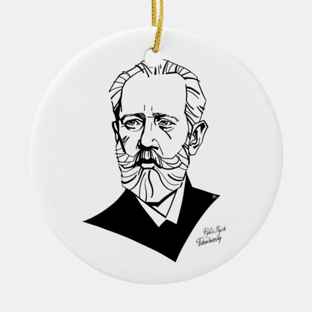 Pyotr Tchaikovsky Ceramic Tree Decoration (Front)