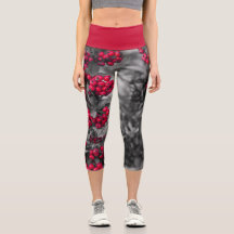 Pyracantha Berry Red and Grey High Waisted Capris