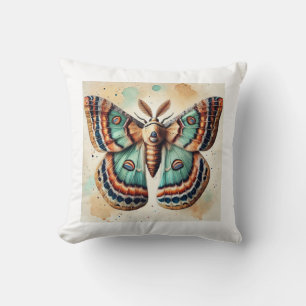 Pyralid Moth Dorsal View 310824IREF246 - Watercolo Cushion