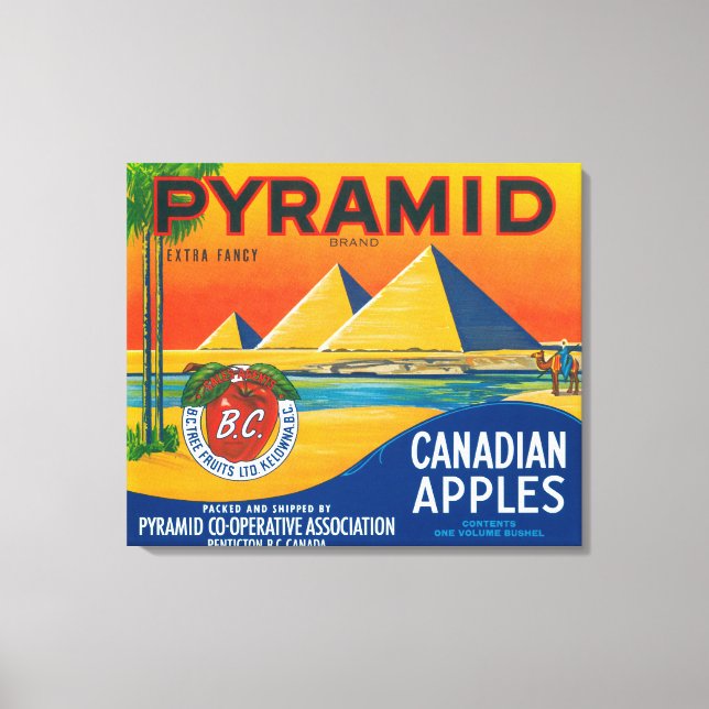 Pyramid Apple Label - Penticton B.C. Canada Canvas Print (Front)