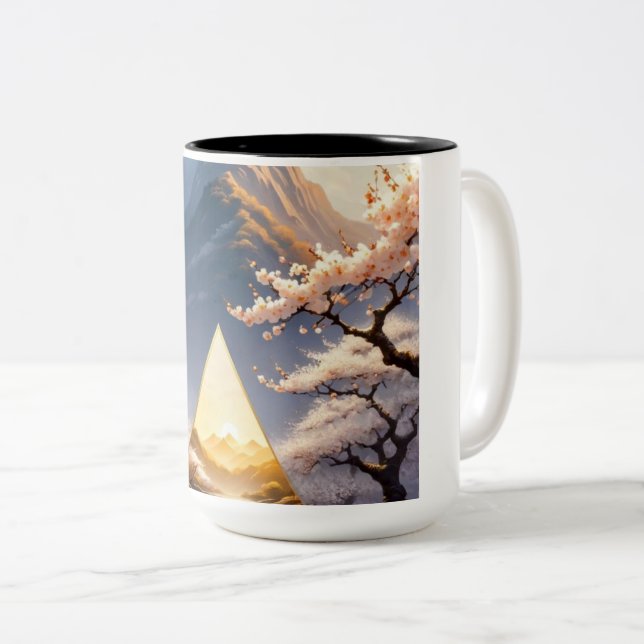 Pyramid Blossom  Two-Tone Coffee Mug (Front Right)