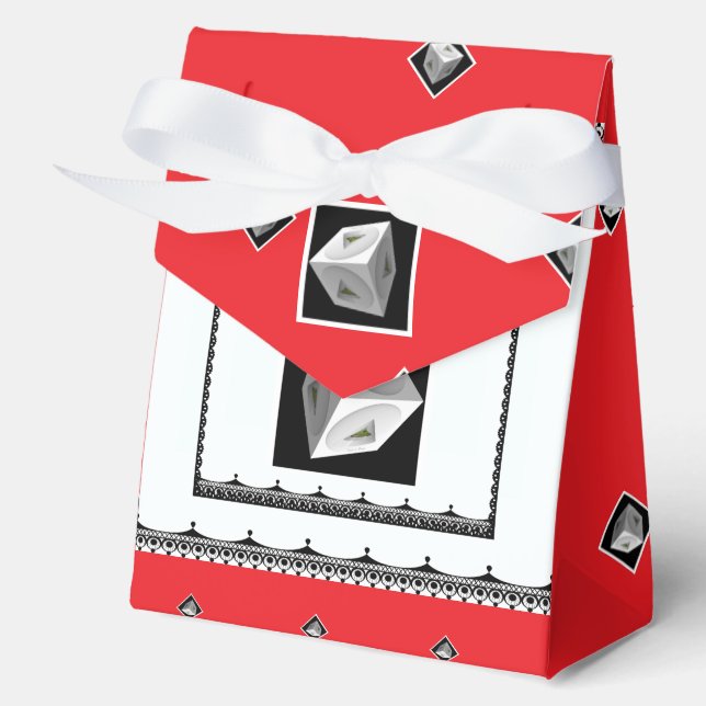  Pyramid Cube Black White Red                     Favour Box (Front)